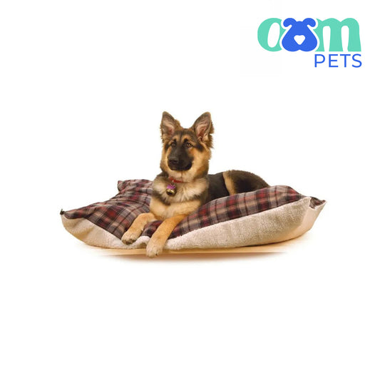 OAM Pets - Flannel Sherpa Bed, Burgundy
