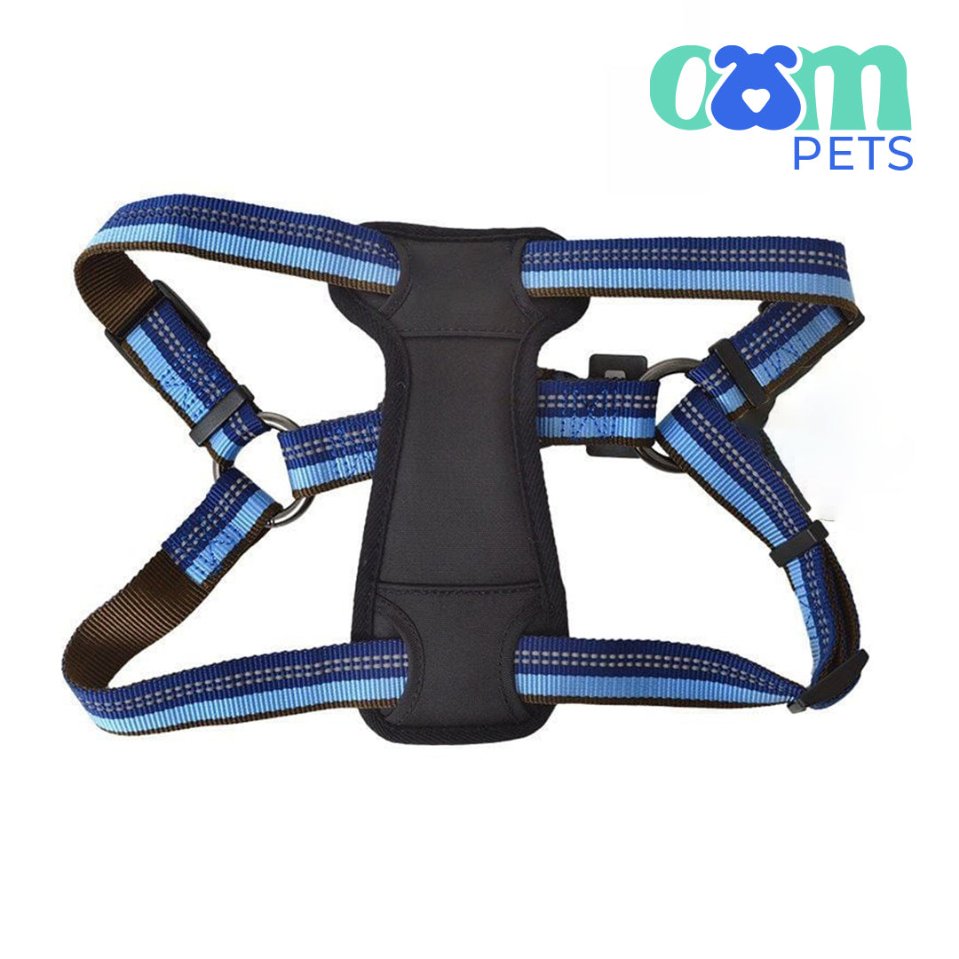 OAM Pets - Reflective Adjustable Padded Dog Harness - Fits 20"-30" Girth